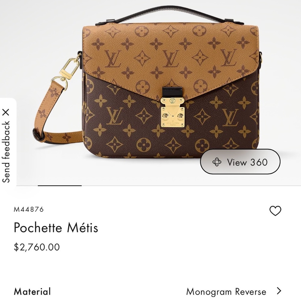 NWT- Louis Vuitton Pochette Métis Reverse Monogram Canvas - Brown/Tan/Gold